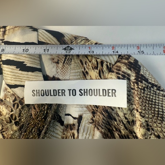 Vintage Albert Makali 100% Silk Animal Print Beaded Dressy Blazer Ruffle Hem 2 - Picture 11 of 14